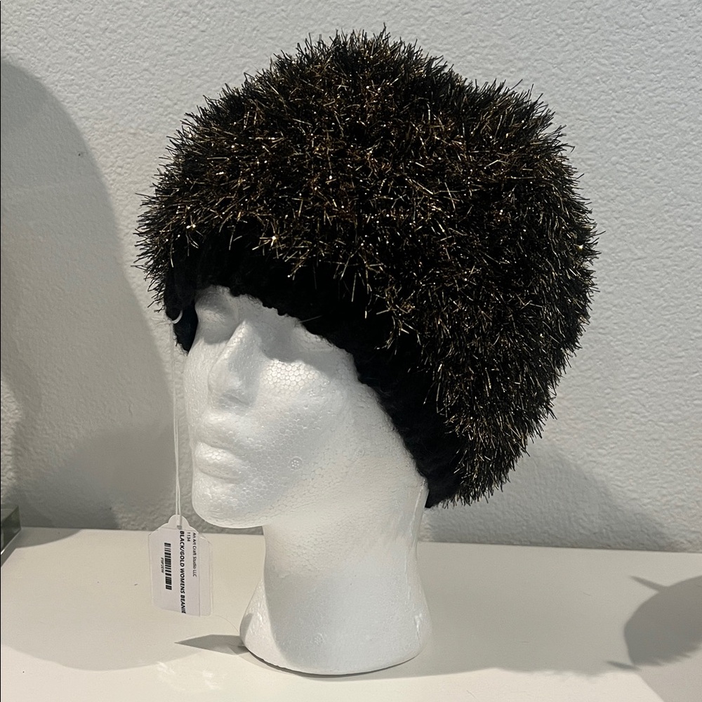 Black and Gold Handmade Beanie